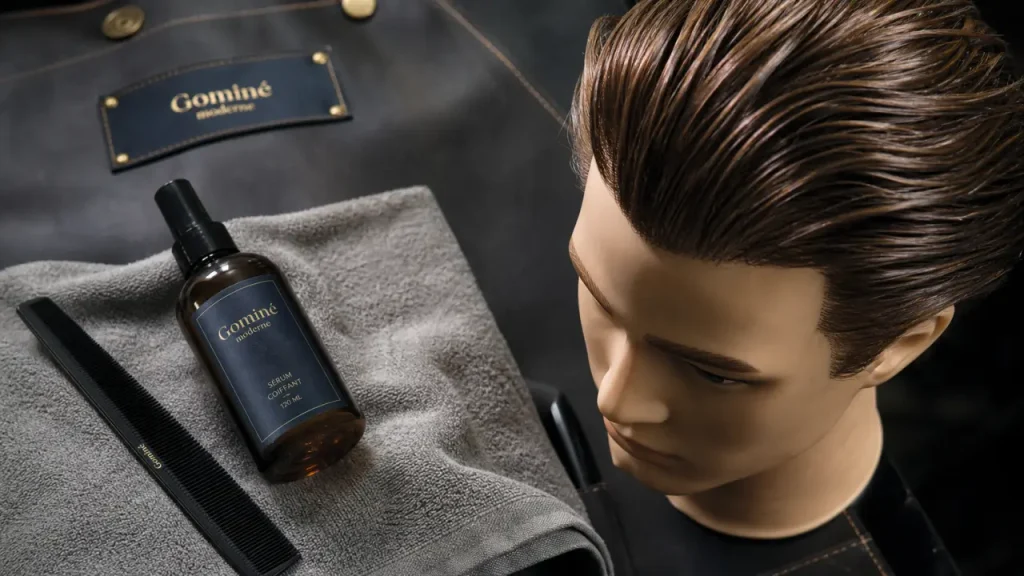 Cheveux gominés lissés avec effet brillant en salon