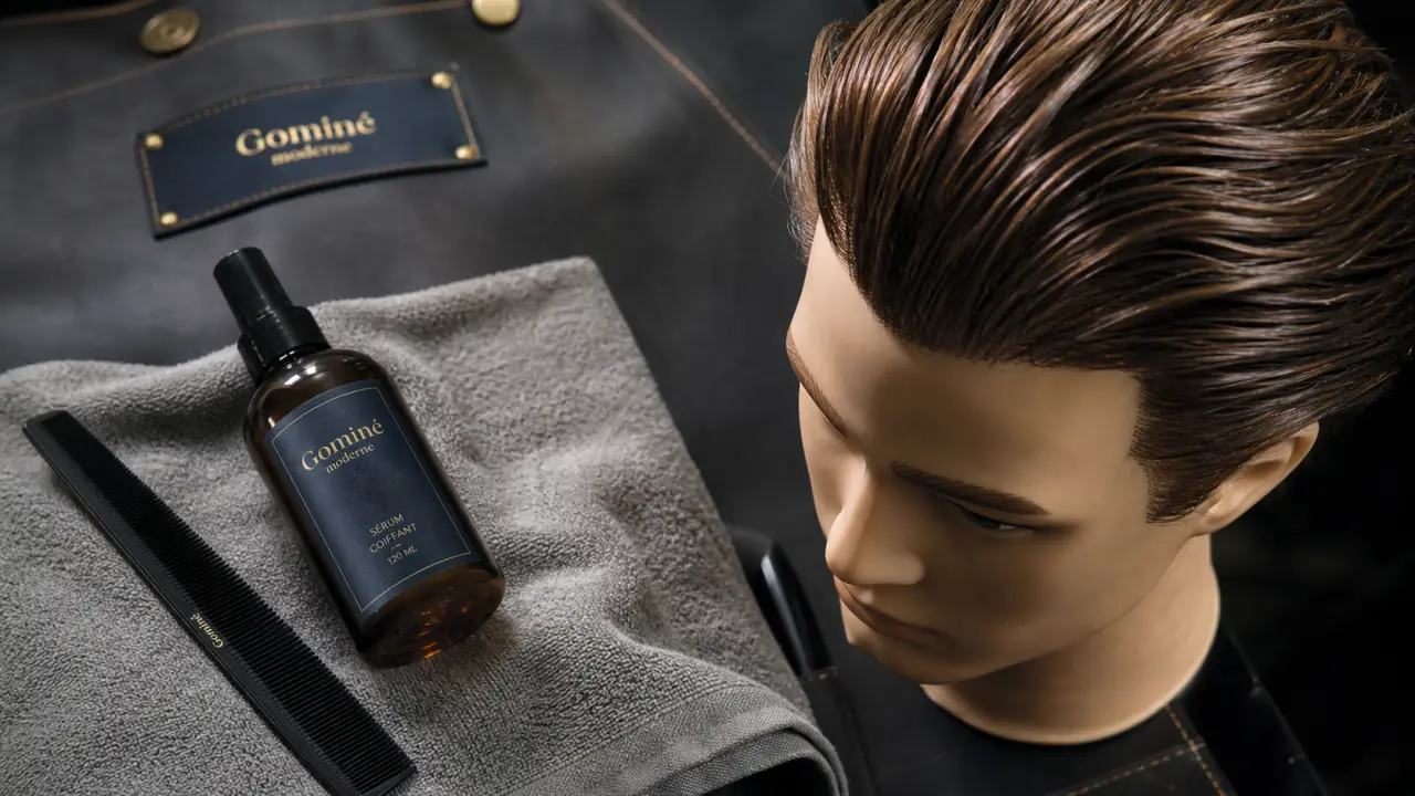 Cheveux gominés lissés avec effet brillant en salon