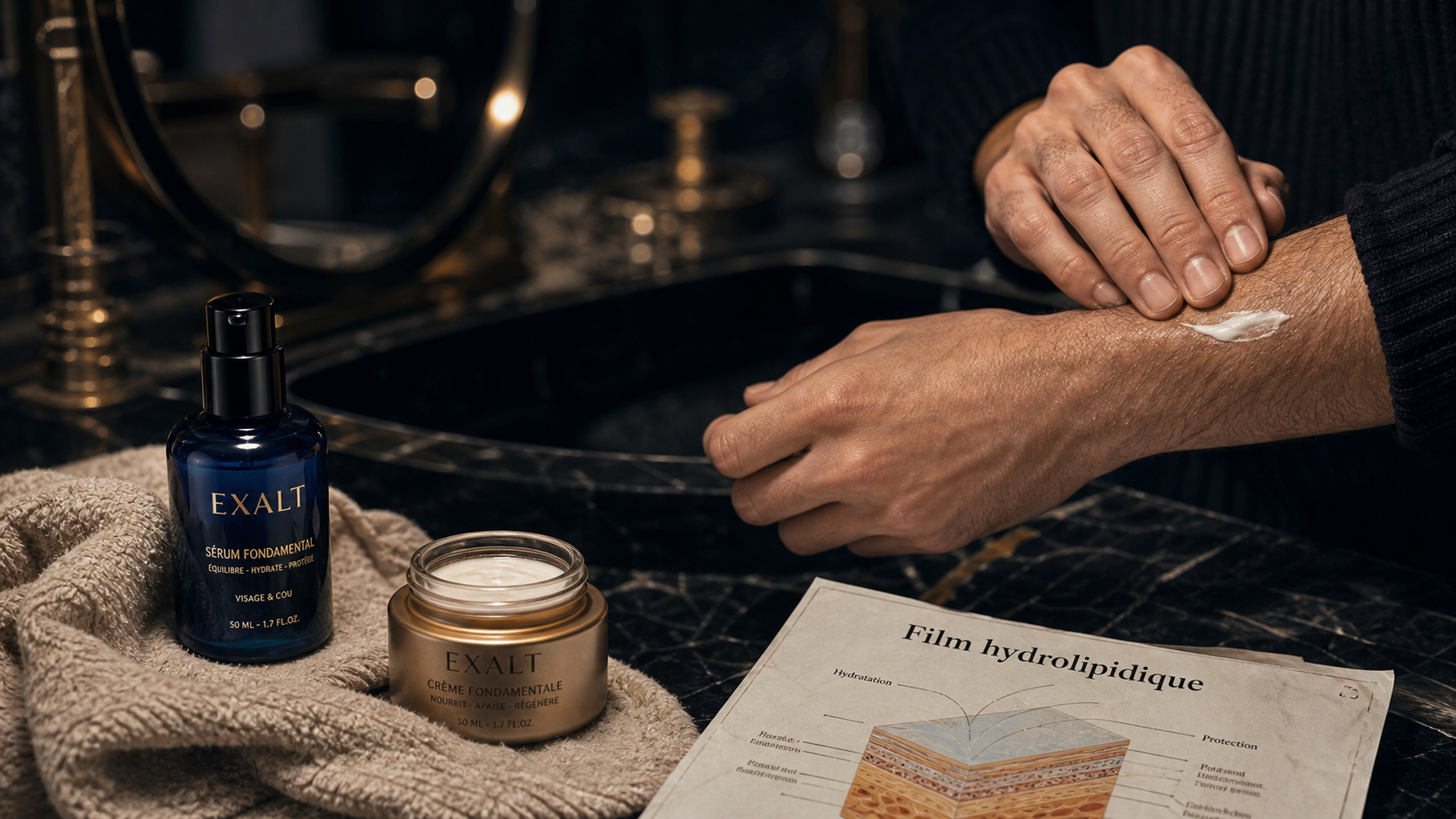 Comment hydrater sa peau : lotion sur le poignet et film hydrolipidique