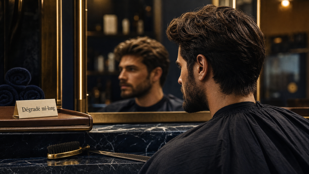 Dégradé mi long homme : coiffure mi-long maîtrisée, dégradé et côtés effilés
