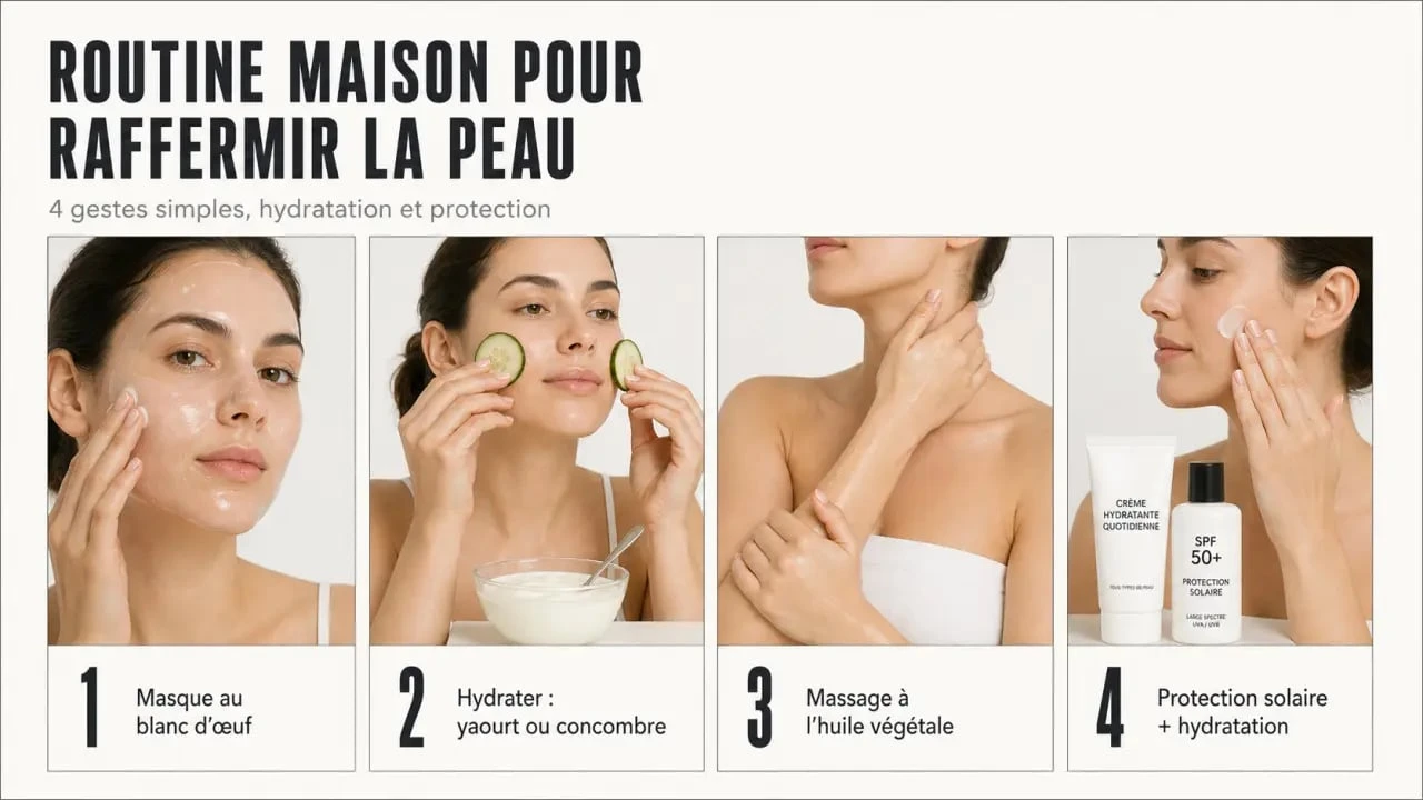 Remede de grand-mere pour raffermir la peau : routine maison avec masque, massage à l’huile et hydratation