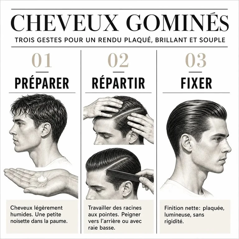 Cheveux gominés : étapes simples pour réaliser une coiffure plaquée moderne