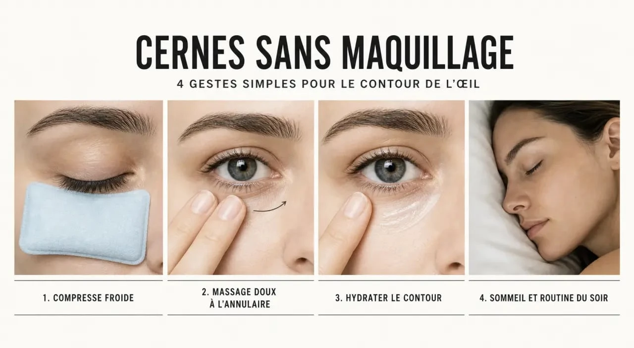 Comment cacher ses cernes sans maquillage : illustration des gestes clés pour atténuer les cernes naturellement