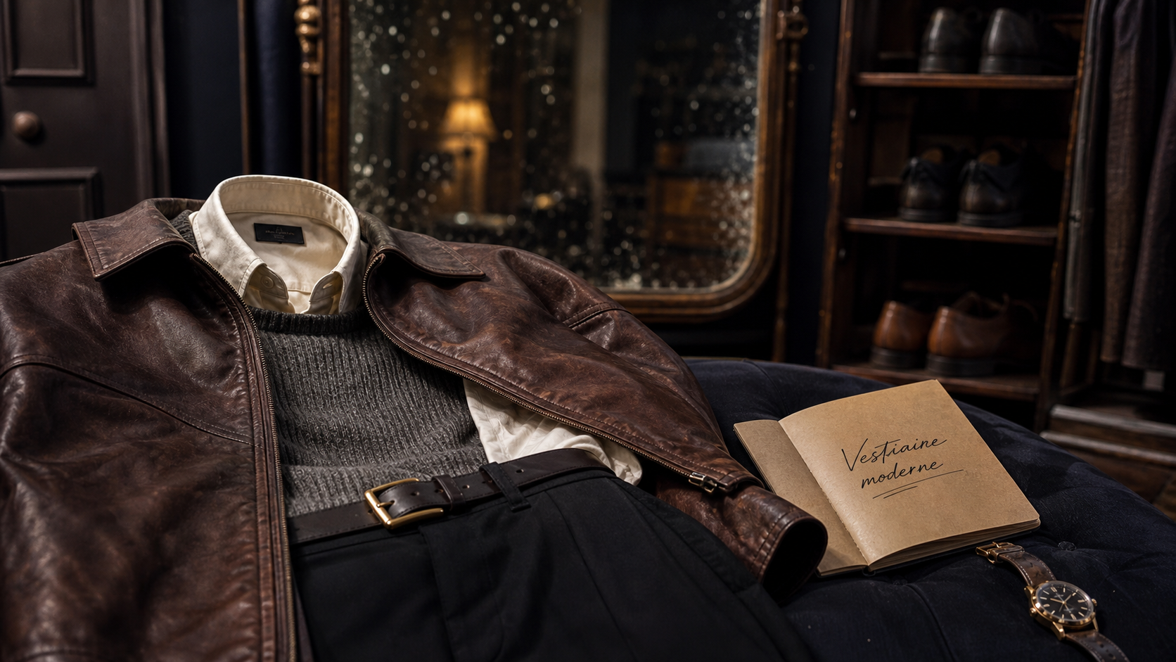 Homme à la mode : vestiaire cuir et maille, 5 pièces