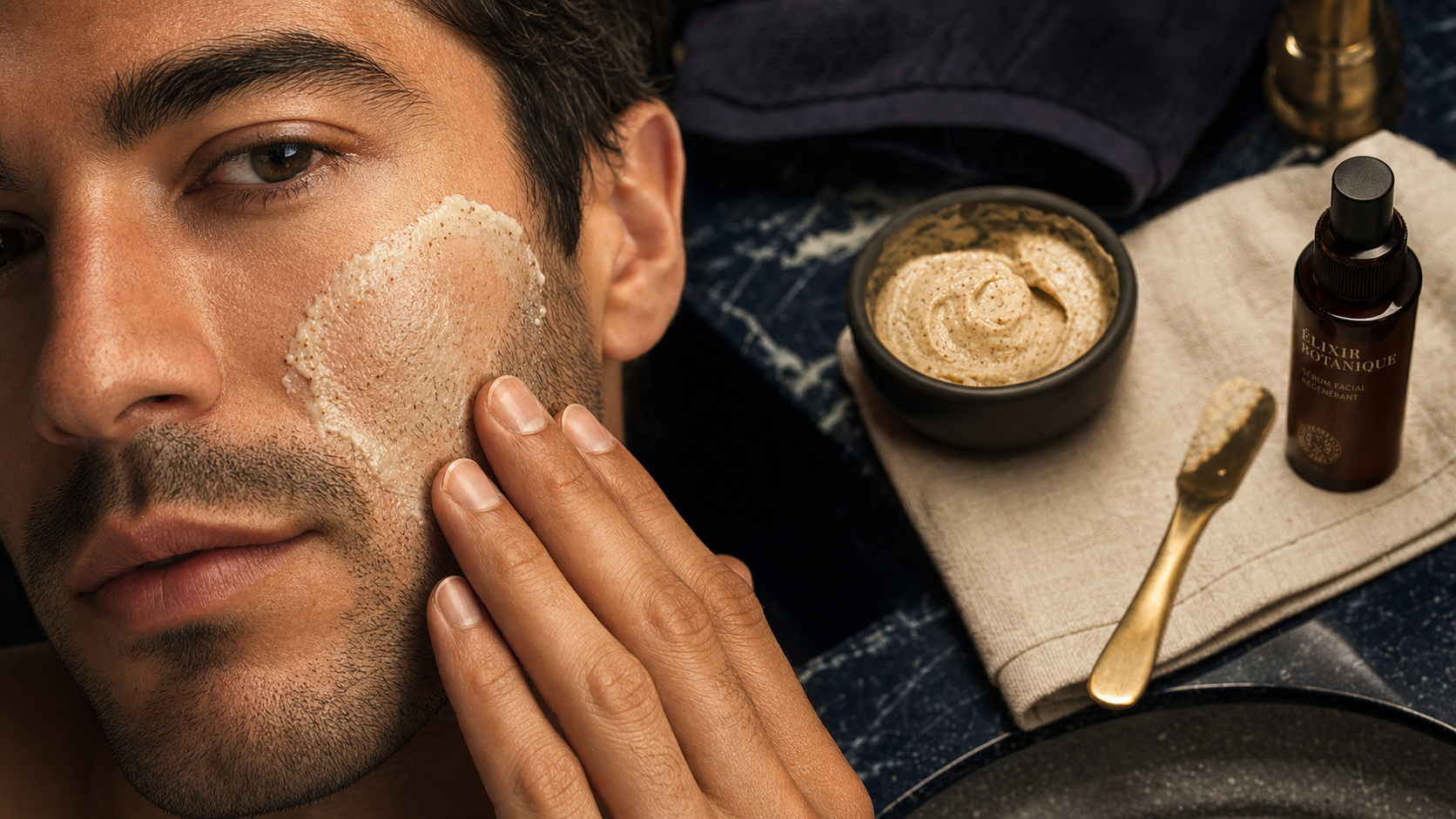 Meilleur gommage visage : application crème sur la joue