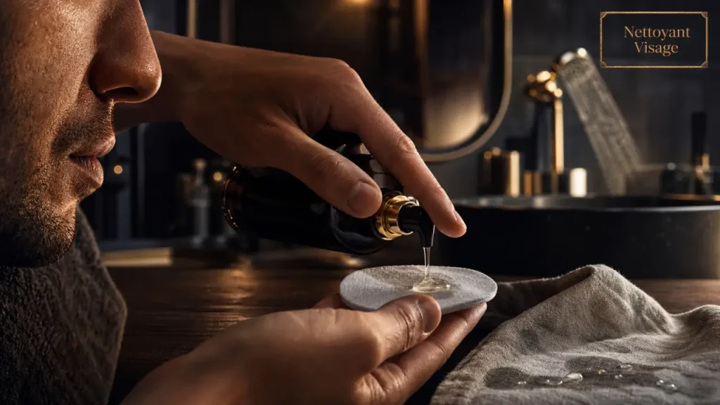 Meilleur nettoyant visage : gel translucide sur coton, peau du visage