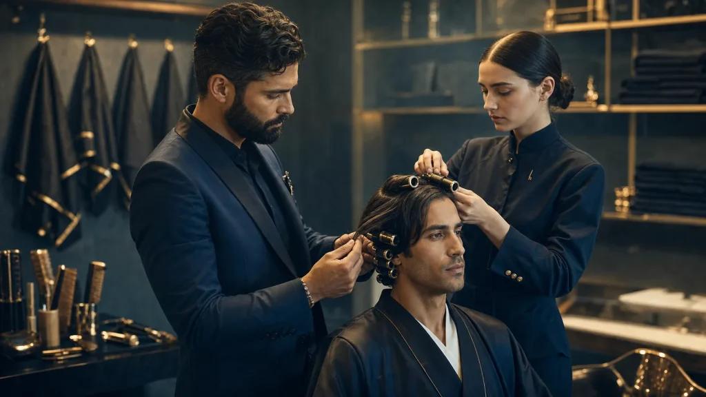 Permanente cheveux homme au salon : volume et boucles