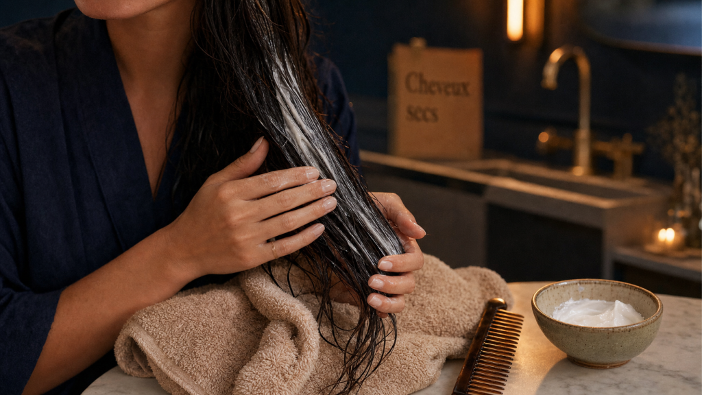 Peut on appliquer un masque sur cheveux secs : application en salle de bain