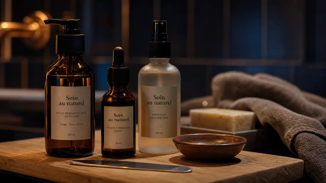 Soin au naturel : flacons et hydrolat pour routine peau confortable