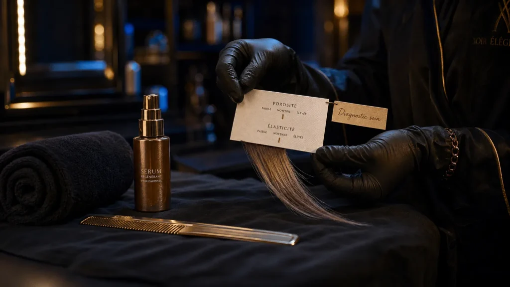 Soin cheveux coiffeur avec diagnostic en salon