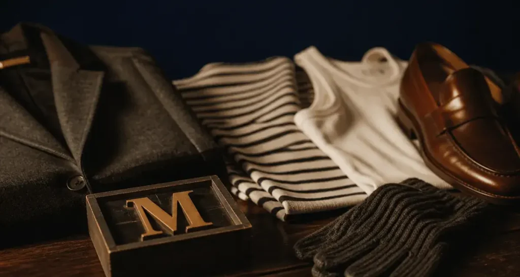 Vêtement en m : manteau, marinière et mocassin, pour le Petit Bac