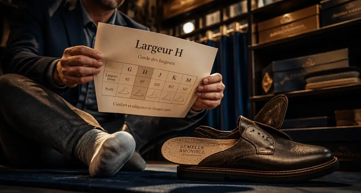 Chaussure pied large homme : guide largeur H en boutique premium