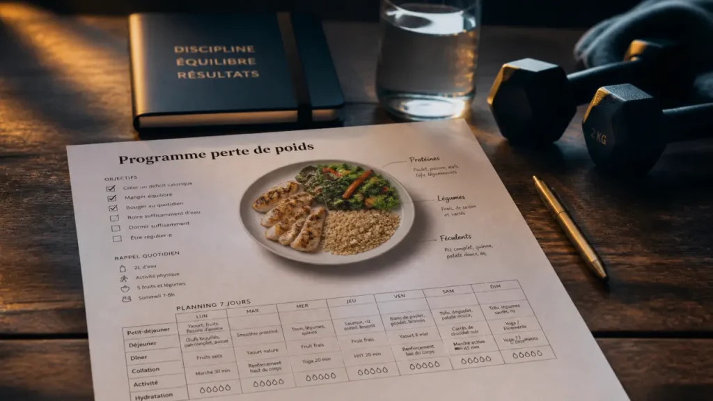 Programme perte de poids gratuit pdf 7 jours : menus simples et sport 30 minutes