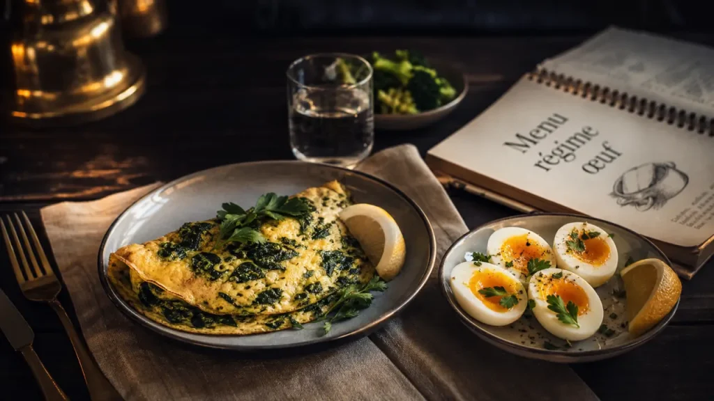 Regime oeuf menu : omelette et œufs pour 3 jours types