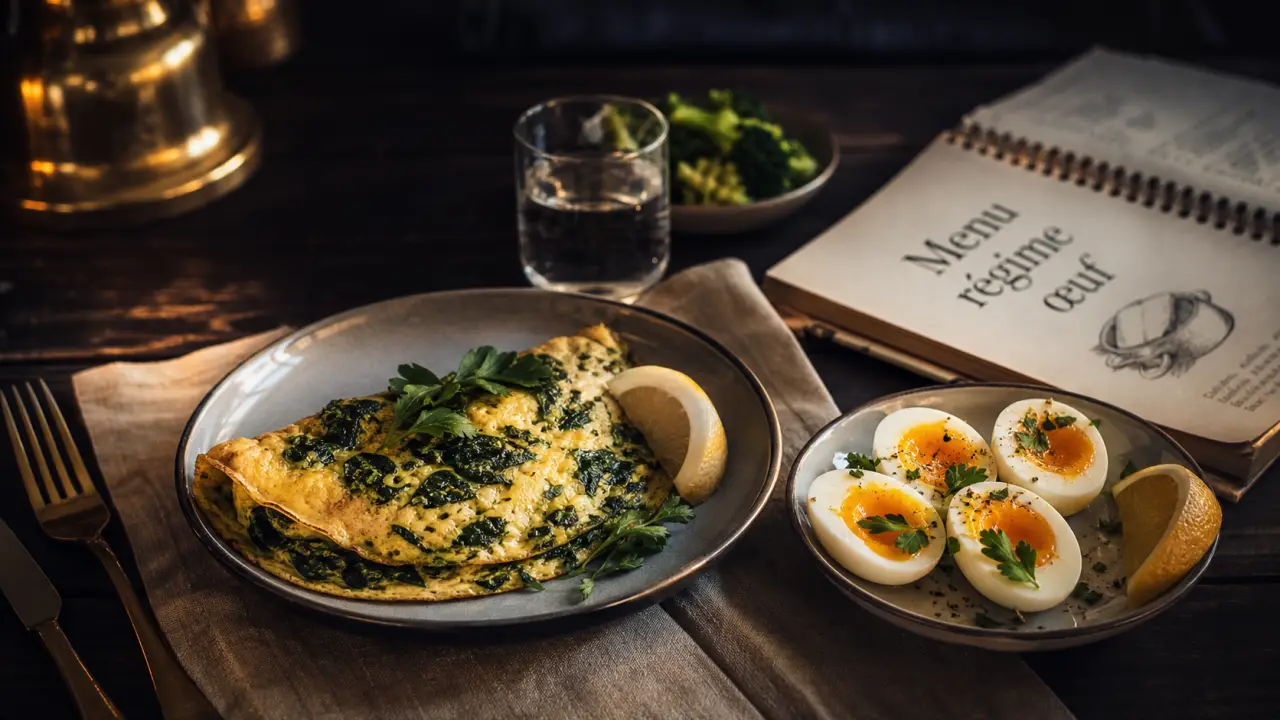 Regime oeuf menu : omelette et œufs pour 3 jours types